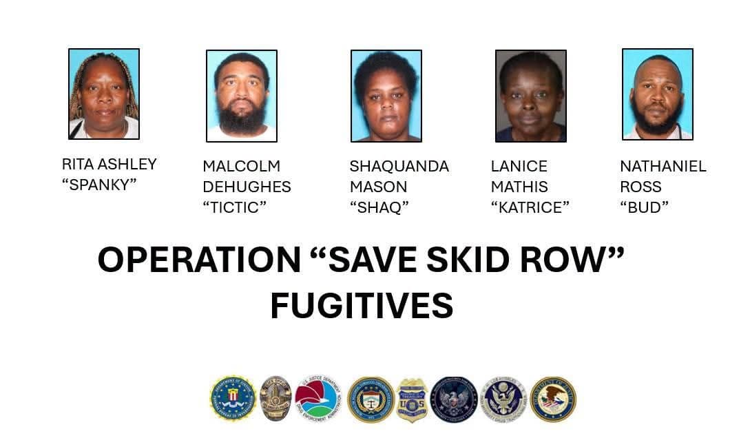 Following yesterday's arrests as part of Operation Save Skid Row, the law enforcement agencies involved in the investigation continue to seek five defendants charged in federal…