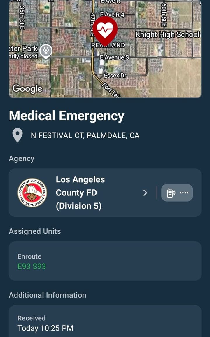 246/273.5 · 50th Street East and Avenue R-12 (Festival Ct) · caller heard neighbors male and female adult, arguing then three shots fired · sheriff and FD enroute code 3