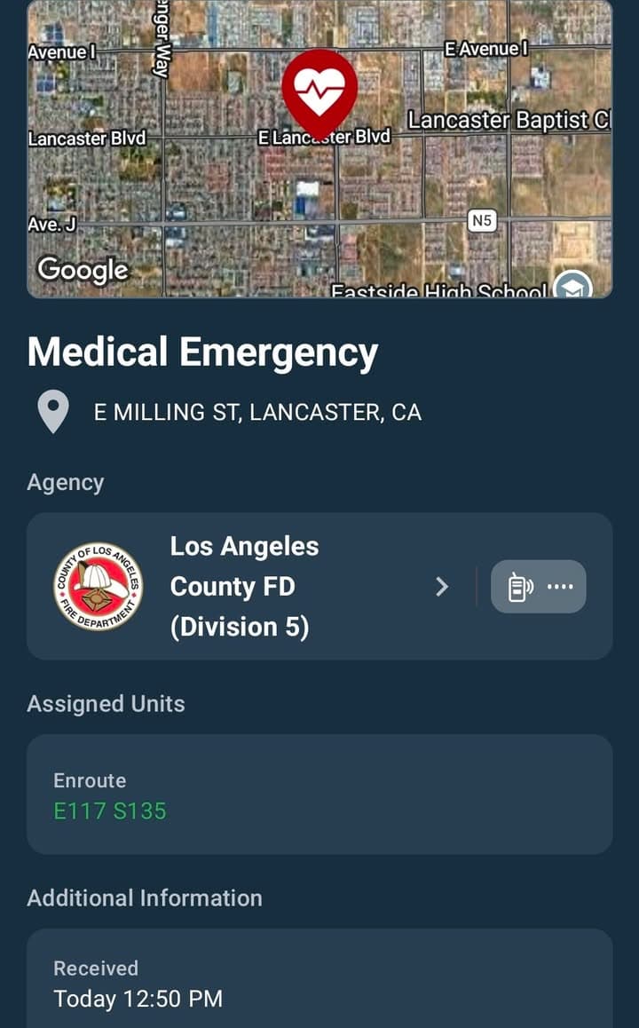 902A/417 · 20th Street East and Lancaster Boulevard (1800 block of Milling) · caller states person in home with self inflicted gunshot wound, gun laying next to…