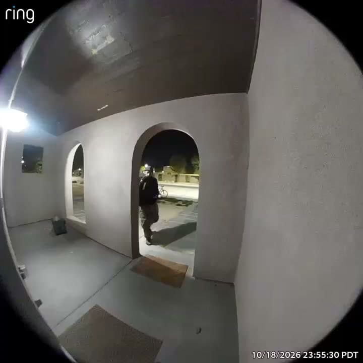 Please post for awareness. - A man in bike just stopped in front of my house, approached my front door. I noticed he had some kind of spray can on his hand.