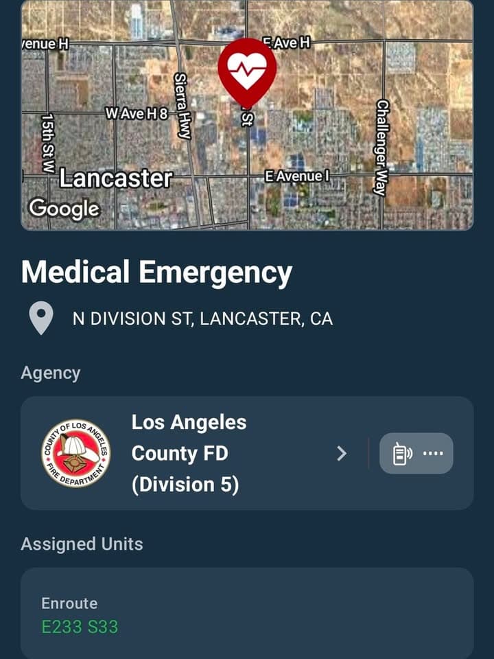 902R · Division and Avenue H-8 at American Truck Parts · male down on floor in bathroom, possible OD · sheriff and FD enroute code 3