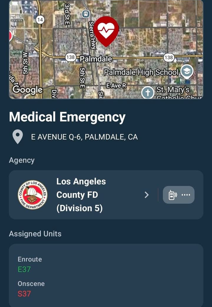 927S · 9th Street East and Avenue Q-6 · female yelling for help, unknown circumstances · sheriff enroute code 3