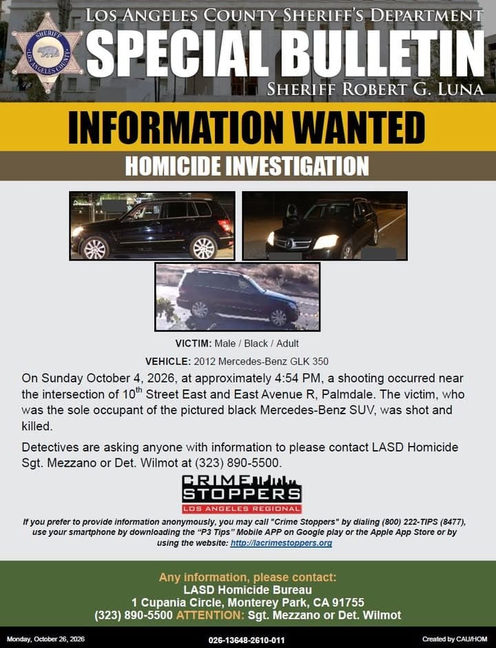#LASD Information Wanted on a Murder #Palmdale